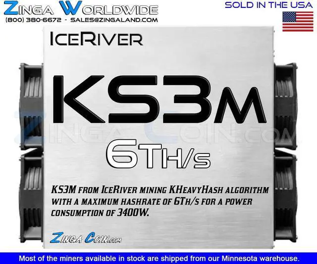 Main image of IceRiver KS3M 6T KASPA Mining KHeavyHash KAS Crypto Miner bitmain We Finance