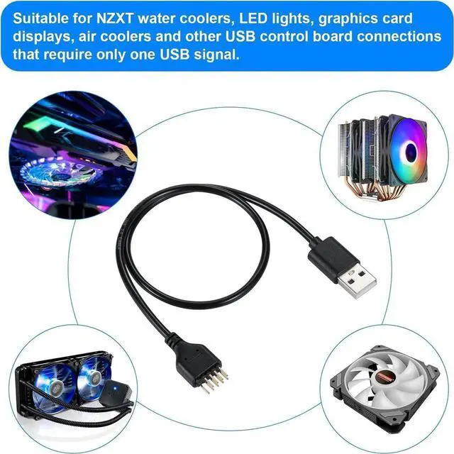 Alt view image 5 of 7 - Motherboard USB 2.0 9-PIN to USB A Header Cable,USB 9PIN Header Extension Cable Adapter for USB Device