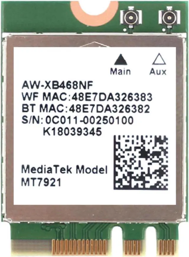 Alt view image 2 of 2 - Wi-Fi 6 MediaTek MT7921k MT7921 wifi 6 1800M Bluetooth 5.2 wireless WIFI network card NGFF m.2 support windows10 / 11