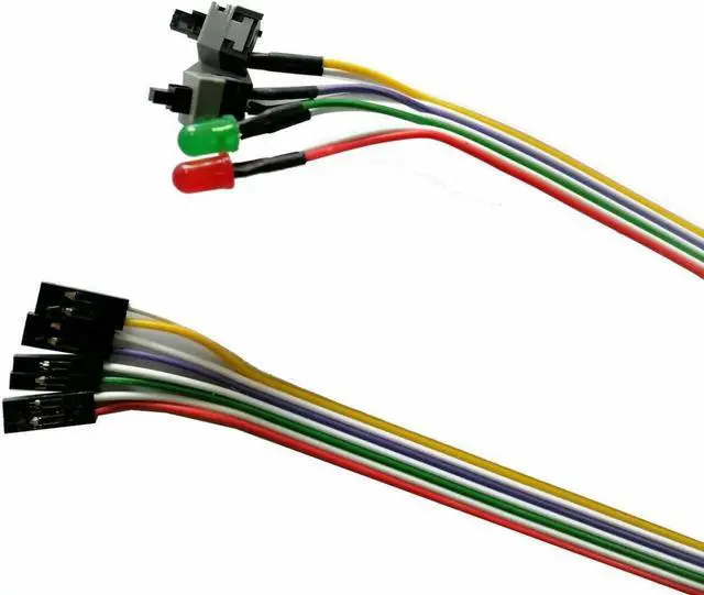 Alt view image 2 of 5 - 65cm PC Case Motherboard 2x ATX Power Switch Reset Button ON/OFF Cable w/ 2x LED