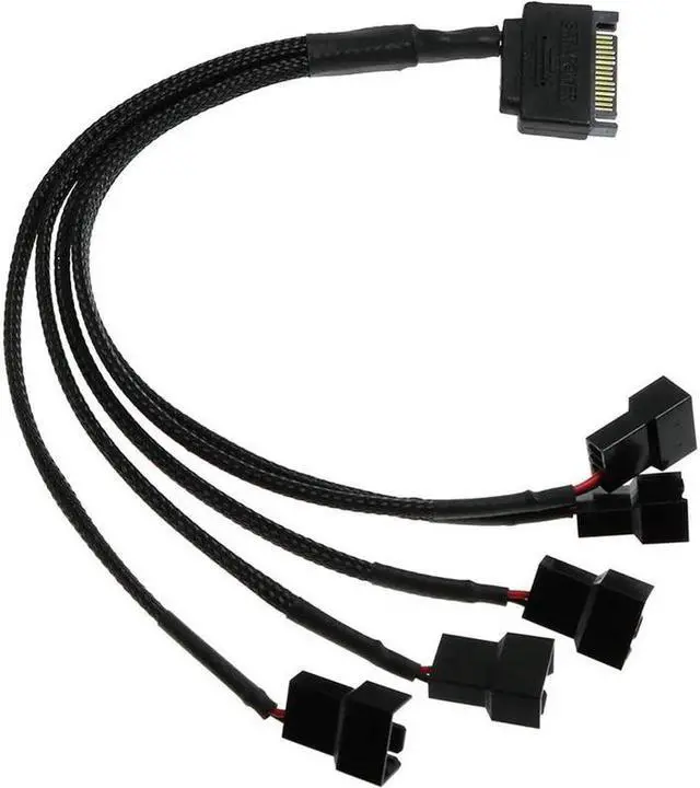 Alt view image 2 of 2 - 15-Pin SATA to 5 Fan Adapter Cable SATA to 3 Pin/4 Pin PMW PC Case Fan Power Adapter Cable,Cooling Fan Y Splitter Cable