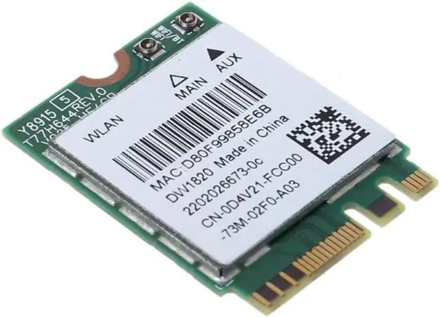 Alt view image 3 of 5 - Tarjeta WiFi inalámbrica para Dell 1820, DW1820, WLAN, 802.11AC + BT, 4,1 M.2, D4V21