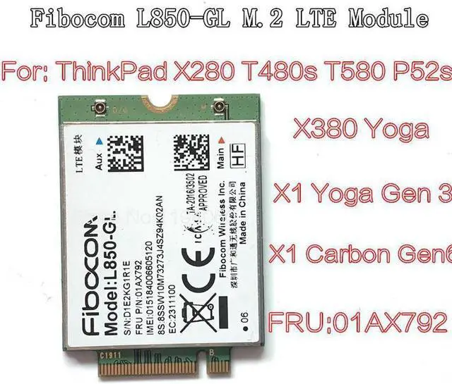 Main image of Fibocom L850-GL L850 01AX792 forThinkpad X1 Carbon 6th X280 T480 T480s X1 Yoga 3rd 4th T490 T490s T580 L580 P52 WWAN Card