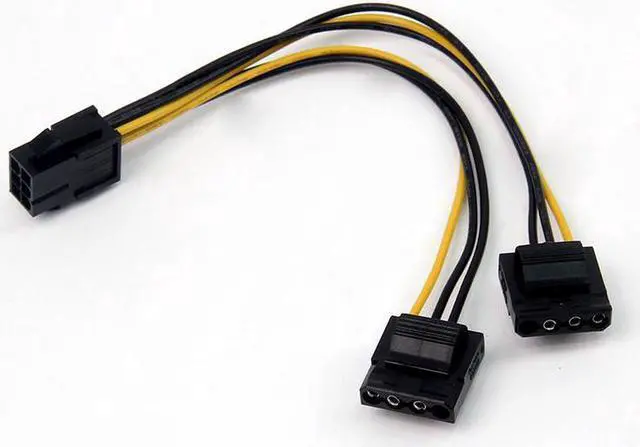 Alt view image 2 of 5 - 6Pin Female to Dual 4Pin Female Power Supply Cable Graphics Card Power to Molex 4Pin Convert Cable for nVidia ATI AMD Video Card