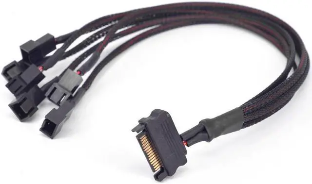 Alt view image 2 of 4 - 15Pin SATA 1 to 6 Port 3Pin Fan Power supply Cable For PCI express Graphics Card PC 6 ways 3P Cooling PWM Y splitter Converter