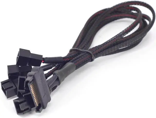 Alt view image 3 of 4 - 15Pin SATA 1 to 6 Port 3Pin Fan Power supply Cable For PCI express Graphics Card PC 6 ways 3P Cooling PWM Y splitter Converter