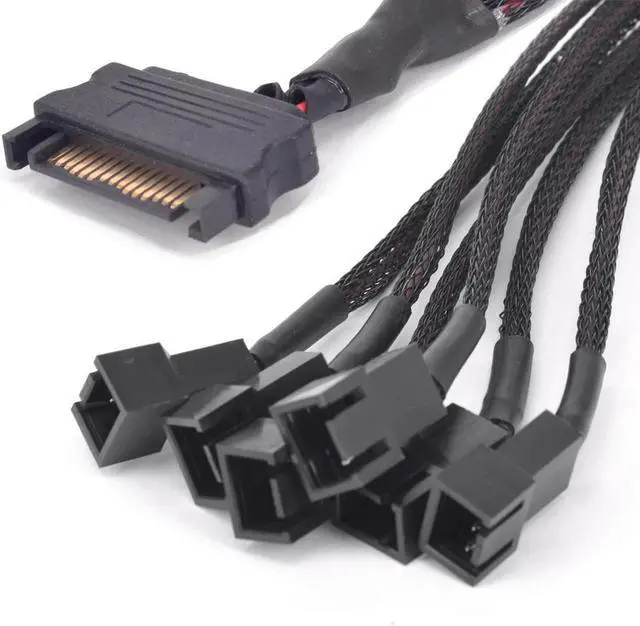 Main image of 15Pin SATA 1 to 6 Port 3Pin Fan Power supply Cable For PCI express Graphics Card PC 6 ways 3P Cooling PWM Y splitter Converter