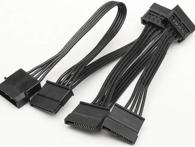 Alt view image 3 of 6 - 4 Pin Molex Male to 5 x 15 Pin SATA Female Power Cable Adapter For Multiple HDD