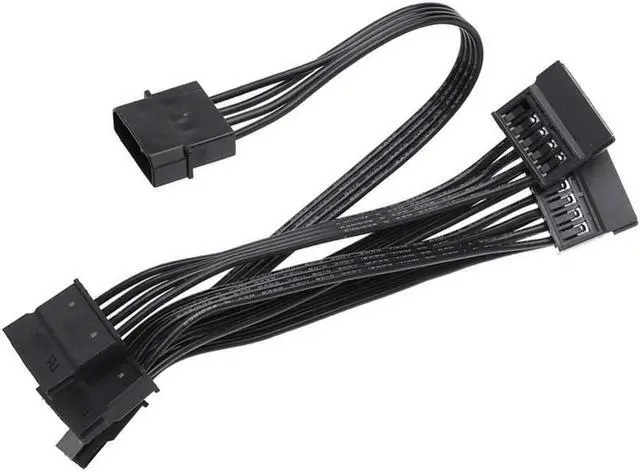 Alt view image 4 of 6 - 4 Pin Molex Male to 5 x 15 Pin SATA Female Power Cable Adapter For Multiple HDD