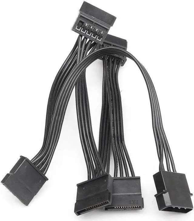 Main image of 4 Pin Molex Male to 5 x 15 Pin SATA Female Power Cable Adapter For Multiple HDD