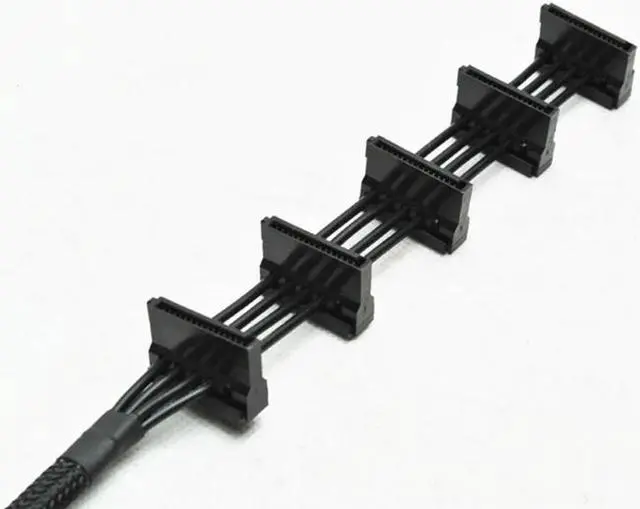 Alt view image 3 of 5 - High Quality 1 Pcs Practical Durable PC Server 4 pins IDE Molex 1 to 5 SATA Power Cable Adapter Splitter Cables 18AWG Black 40cm