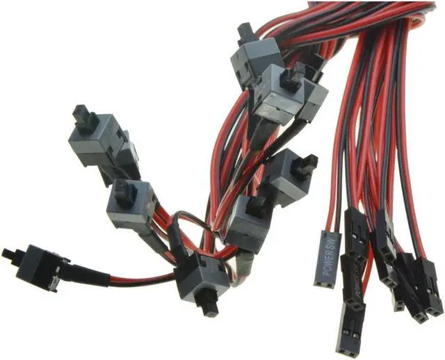 Alt view image 4 of 5 - Power supply cable with ON / OFF button switch for Desktop replacement on off switch reset computer