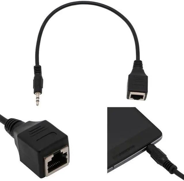 Main image of 3.5mm Male Jack TRS Audio Cable To RJ45 Socket Ethernet Adapter Wire 1pc