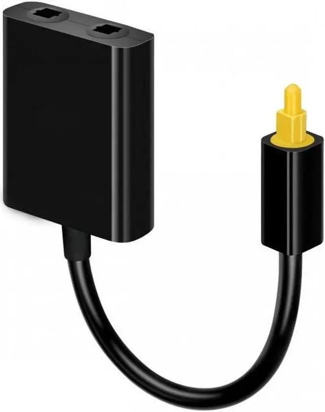Alt view image 3 of 3 - 1 to 2 Toslink Fiber Digital Optical Audio Splitter Adapter - Black