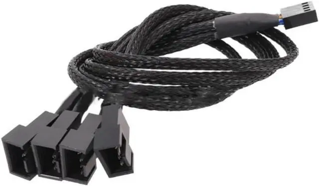 Alt view image 3 of 4 - Computer Motherboard Fan 4pin 1 to 4 Splitter Cable PWM 4Pin Extension Cable 30cm Fan Cable Sleeved