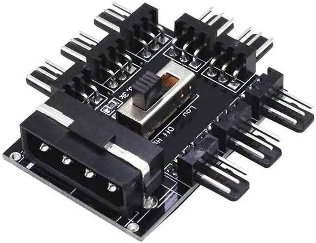 Alt view image 5 of 5 - hot-PC 1 to 8 4Pin Molex Cooler Cooling Fan Hub Splitter Cable PWM 3Pin Power Supply Speed Controller Adapter For PC Mining