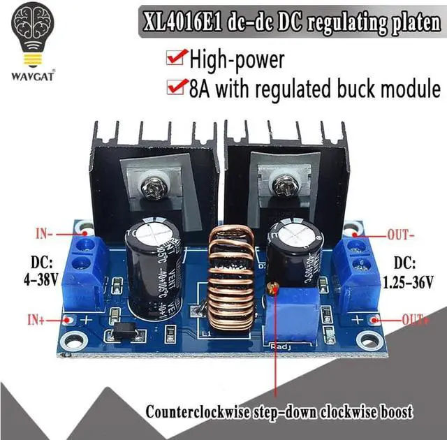 Main image of XL4016 PWM Adjustable 4-36V To 1.25-36V Step-Down Board Module Max 8A 200W DC-DC Step Down Buck Converter Power Supply