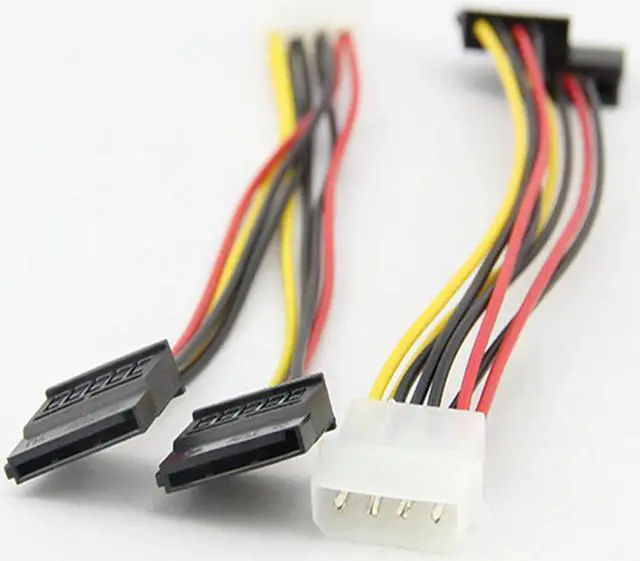 Alt view image 4 of 5 - 4 Pin IDE Power splitter IDE to sata 1 Male To 2 Female ATA SATA Y Splitter computer power supply cables extension cord