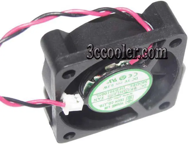 Alt view image 3 of 4 - Young Lin 3010 DFB301005L 5V 0.5W 2 Wires Mini Cooling Fan router cooler