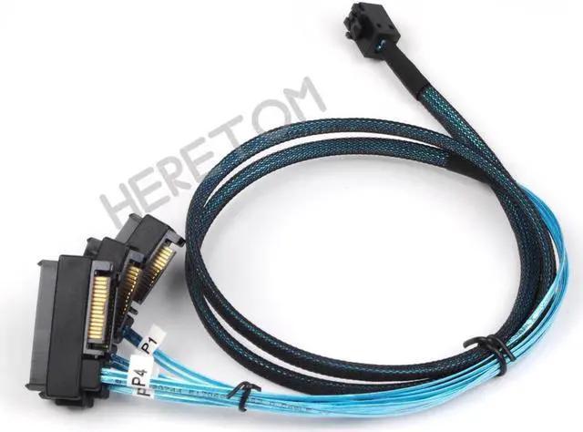 Alt view image 5 of 5 - SAS SATA Cables SFF-8643 To 4 SFF-8482 Internal Mini SAS HD to 4 29pin SFF 8482 connector with SAS 15pin Power Port 12GB/S Cable