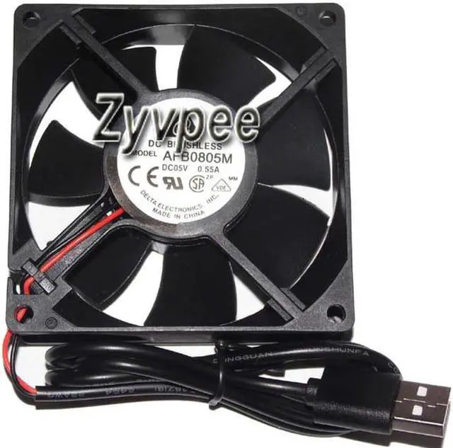 Alt view image 2 of 2 - 80mm 8025  AFB0805M DC5V 0.55A 2 Wires USB 8CM Cooling Fan