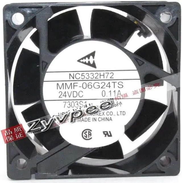 Alt view image 2 of 7 - Melco 6CM NC5332H72 MMF-06G24TS MM1 24V 0.11A 3 Wires 3 pins case fan 6cm ABB PLC fan
