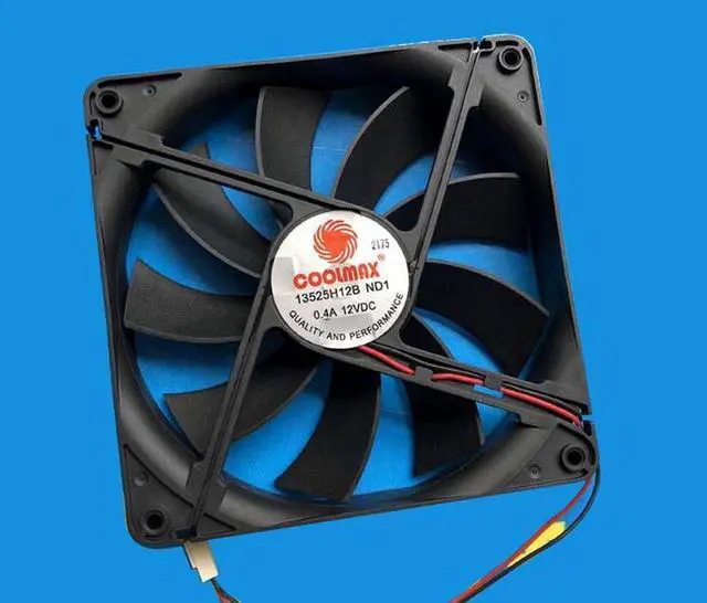 Alt view image 5 of 5 - Coolmax 135*25mm 13525H12B DC12V 0.4A Ball Bearing 2 wires 2 pins 13.5cm case fan