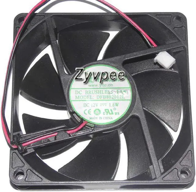 Main image of DFB802012L 80*20mm DC 12V 1.6W 2 wires 2 pins ball bearing silent 8CM case fan