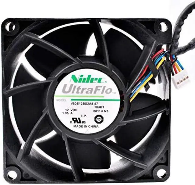 Alt view image 2 of 7 - NIDEC 80*38mm V80E12BS2A5-57 DC12V 1.95A 4 wires 4 Pins 8CM server case fan