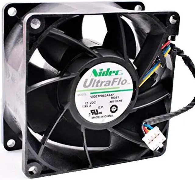 Alt view image 3 of 7 - NIDEC 80*38mm V80E12BS2A5-57 DC12V 1.95A 4 wires 4 Pins 8CM server case fan