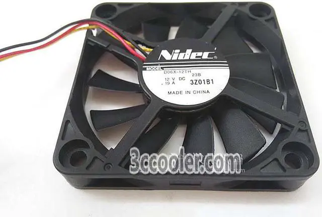 Main image of NIDEC D06X-12TH DC12V 0.19A 6CM 6010 Dual Balls bearing 3 Wires 3 Pins Connector DC Fan. Case fan