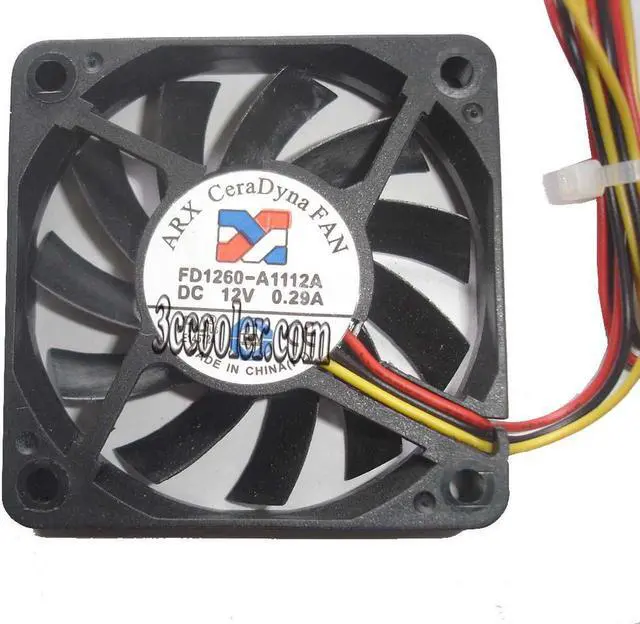Main image of ARX 6010 FD1260-A1112A 12V 0.29A 3 Wires 3 Pins Connector Case Fan, Square DC Fan