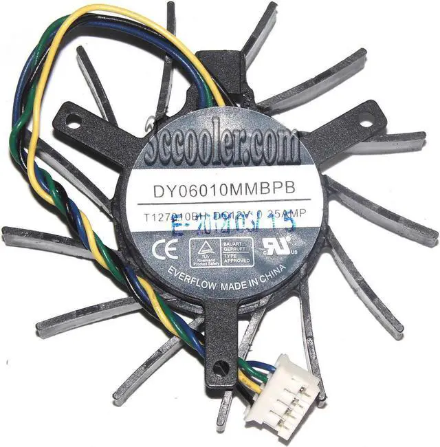 Main image of EVERFLOW T127010BH DY06010MMBPB 12V 0.25A 4 wires 4 pins black frameless vga fan graphics card cooler