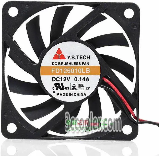 Main image of Y.S.TECH 6010 6CM FD126010LB 12V 0.14A 2 Wires 2 Pins case Fan