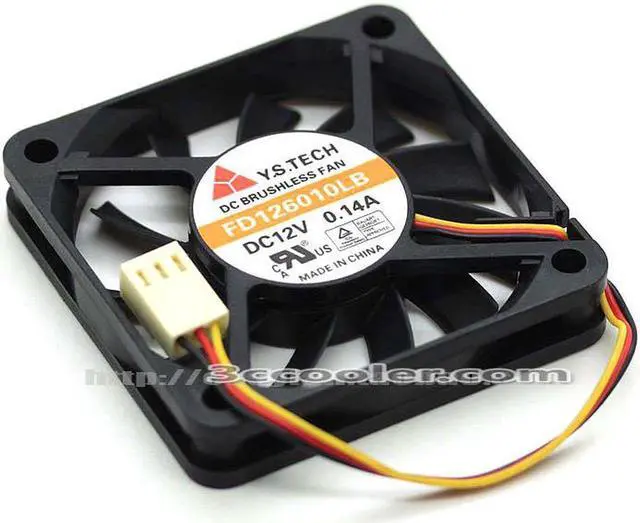 Alt view image 3 of 3 - Y.S.TECH 6015 FD126015MB 12V 0.14A 3 Wires 3 Pins 6CM Case Fan