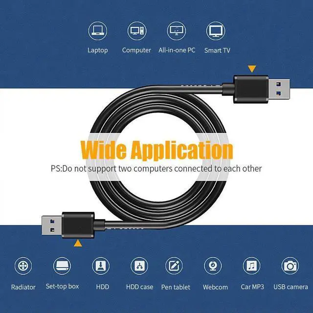 Alt view image 5 of 7 - USB to USB Cable [1.6Ft, 3-Pack] - USB 3.0 Cable USB A to USB A USB Male to Male Double End USB to USB Cord Compatible with Hard Drive Enclosures, DVD Player, Laptop Cooler and More