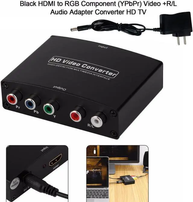 Alt view image 5 of 7 - HDMI to 1080P Component Video (YPbPr) RGB + R/L Scaler Converter Adapter with R/L Audio output Support PS3, PS4, Player, DVD, XBOX, Notebook , Black