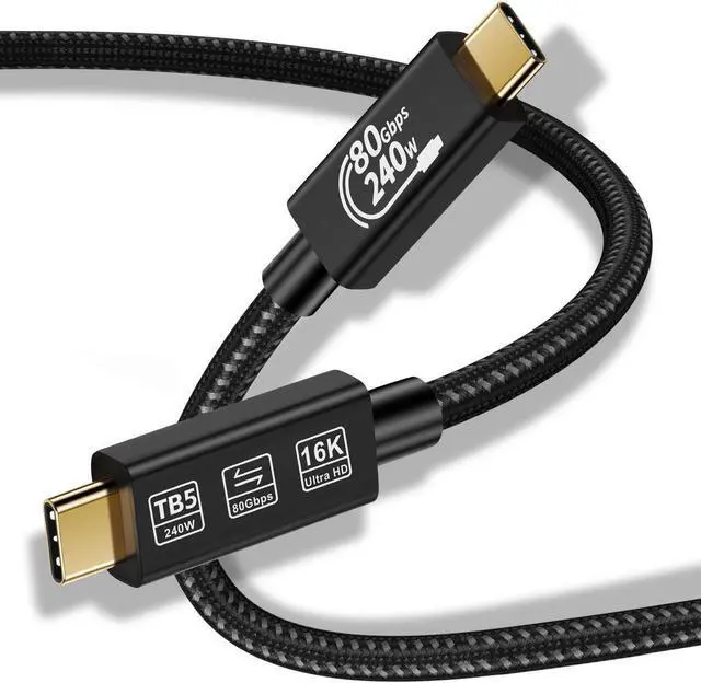 Main image of 1.6Ft Thunderbolt 5 Cable 240W Compatible with Thunderbolt 3/4/5 Devices, USB4 Cable with 80GBps Data Transmission and 16K Video Output for Thunderbolt 3/4/5, SSD, Pixel, Hub and More