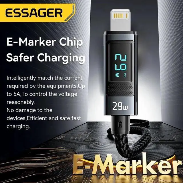 Alt view image 3 of 7 - USB C to Lightning Cable (1-Pack, 3.3ft), 29W 14.5V/2A USB C Cable, Type C Charger Cable Fast Charging for iPhone 11 12 14 Pro Max Mini Xs Xr X 8 iPad MacBook