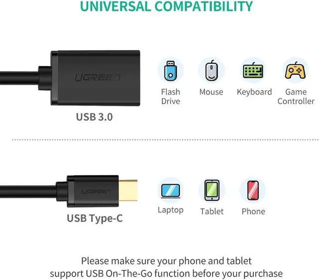 Alt view image 7 of 7 - USB C to USB Adapter, Type C Male to USB A Female Adapter OTG Cable Compatible MacBook Pro 2018/2017, Dell XPS 15/13, Samsung Galaxy S9 S8 Plus Note 9 Note 8 Pixel 2 etc