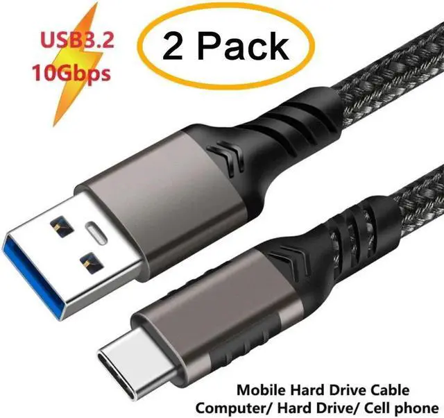 Main image of USB-A to USB-C 3.1 Gen 2 Adapter Charger Cable, Fast Charger, 10Gbps High-Speed, USB-IF Certified, for Apple 15, iPad, Samsung Galaxy, Tablets, Laptops, 1.6 Foot, 2Pack, Black