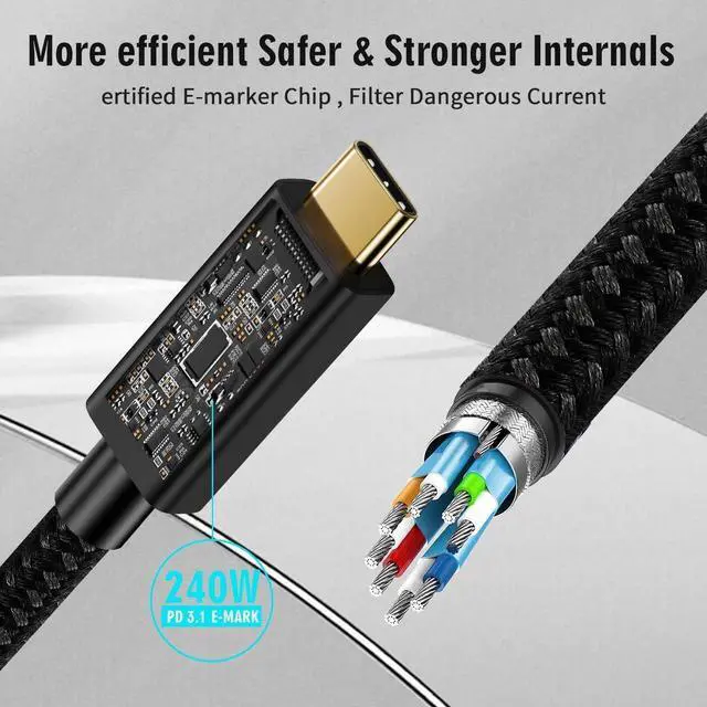 Alt view image 2 of 7 - Thunderbolt 5 Cable, USB4 Cable with 240W USB C to USB C Cable, Support 16K Display 80Gbps Data Sync for Thunderbolt 5/4/3, all USB-C Devices [1.6FT/0.5Meter]