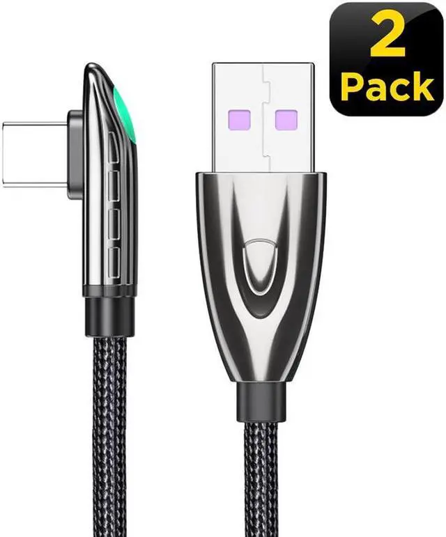 Main image of [3.3ft, 2-pack] 6A PD 66W USB C to USB C Cable Type C Fast Charging C to C Super Fast Charging Right Angle 90 Degree, USB C Charging Cable 480Mbps Data Nylon Braided for Samsung Galaxy iPad MacBook