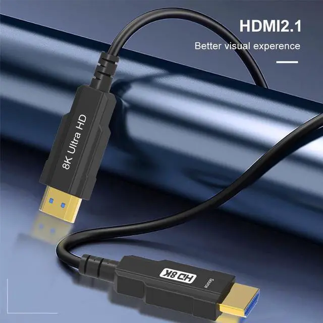 Alt view image 2 of 7 - 8K Fiber Optic HDMI Cable 16ft, Fiber HDMI 2.1 Fiber Optic Long cable in-Wall Supports 8K@60Hz, 4K@120Hz, 48Gbps, eARC, HDR10, 4:4:4 Compatible with Apple TV / PS5 / RTX 3090/3080 and More