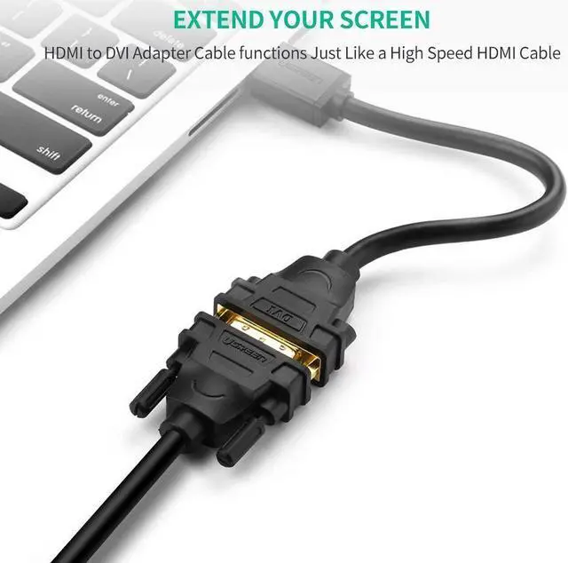 Alt view image 3 of 7 - High Speed Bi-Directional HDMI Male to DVI-D(24+5) Female Adapter for Xbox One, PS4, PS3, Apple TV, Roku, HDTV, Plasma, DVD and Projector (Black)
