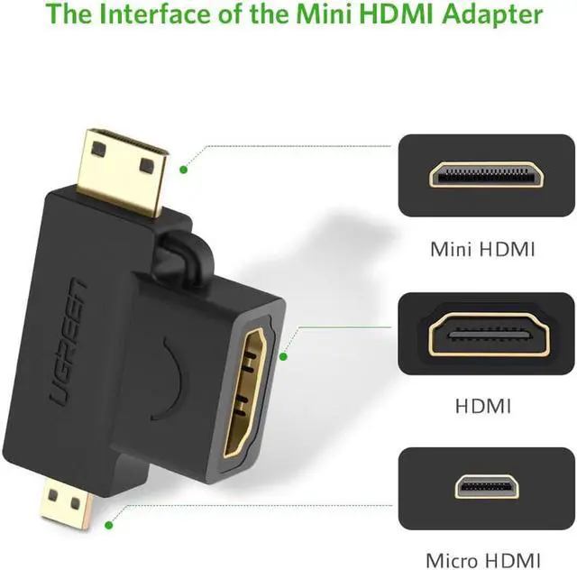 Alt view image 6 of 6 - HDMI Adapter 2 In 1 Mini HDMI and Micro HDMI Male to HDMI Female Supports 3D 4K 60Hz 1080P HDMI Coupler Gold plated HDMI Cable Connector
