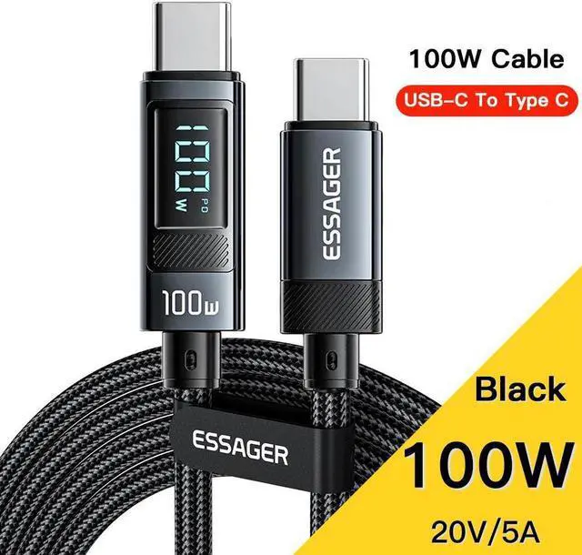 Main image of 100W USB C to USB C Cable with LED Display, 1-Pack 3.3FT Zinc Alloy Braided Type-C Cable for lPad Mini/Air/Pro, MacBook Pro, Samsung S23/S22/S10, Pixel, LG