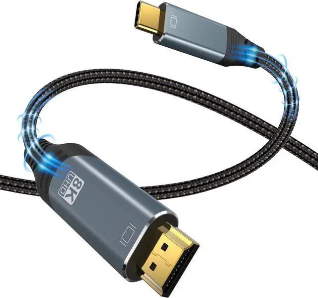 Main image of USB C USB3.1 to HDMI 8K 2.1 Cable 3.3FT 7680x4320 8K@30Hz 4K@120Hz UHD HDR High Speed 48Gbps Thunderbolt 3 Compatible for HDTVs Projectors and Monitors