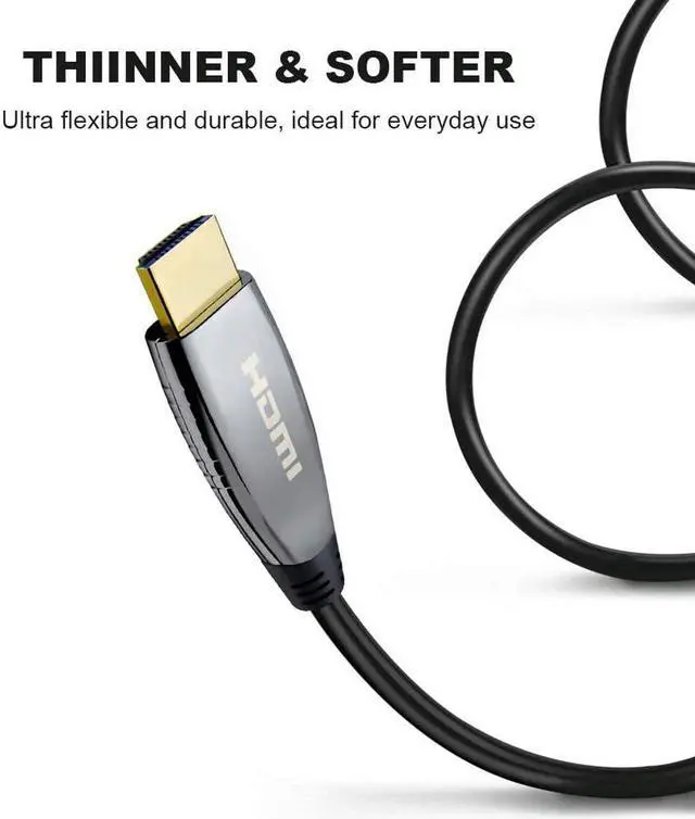 Alt view image 3 of 6 - HDMI Fiber Optic Cable 100ft, 8K High Speed 48Gbps HDMI 2.1 Cable, Supports 8K, 4K, 10K, HD, 100% Real 8K@60Hz, Dynamic HDR, HDCP 2.2, 3D, 4:4:4, Professional Grade HDMI Over Fiber Cable (98ft/30m)
