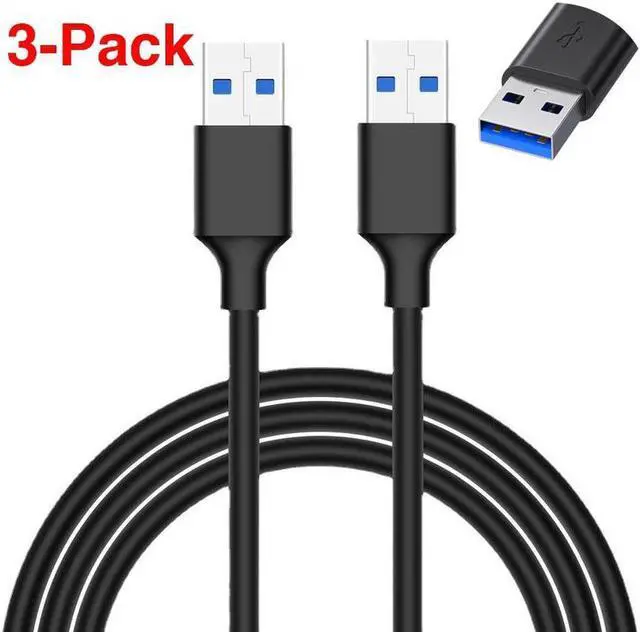 Main image of USB to USB Cable, USB3.0 Male to Male USB A to USB A USB to USB Cord Compatible with Hard Drive Enclosures, USB 3.0 Hub, DVD Player, Laptop Cooler - [1.6Ft, 3-Pack]
